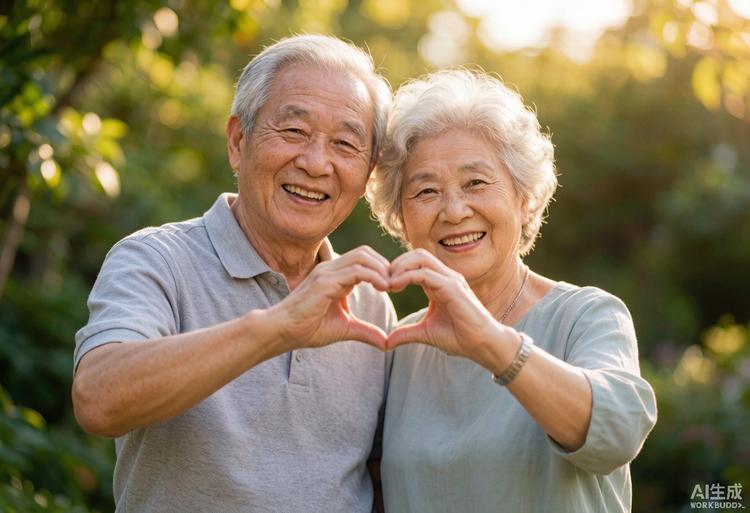 老两口比心